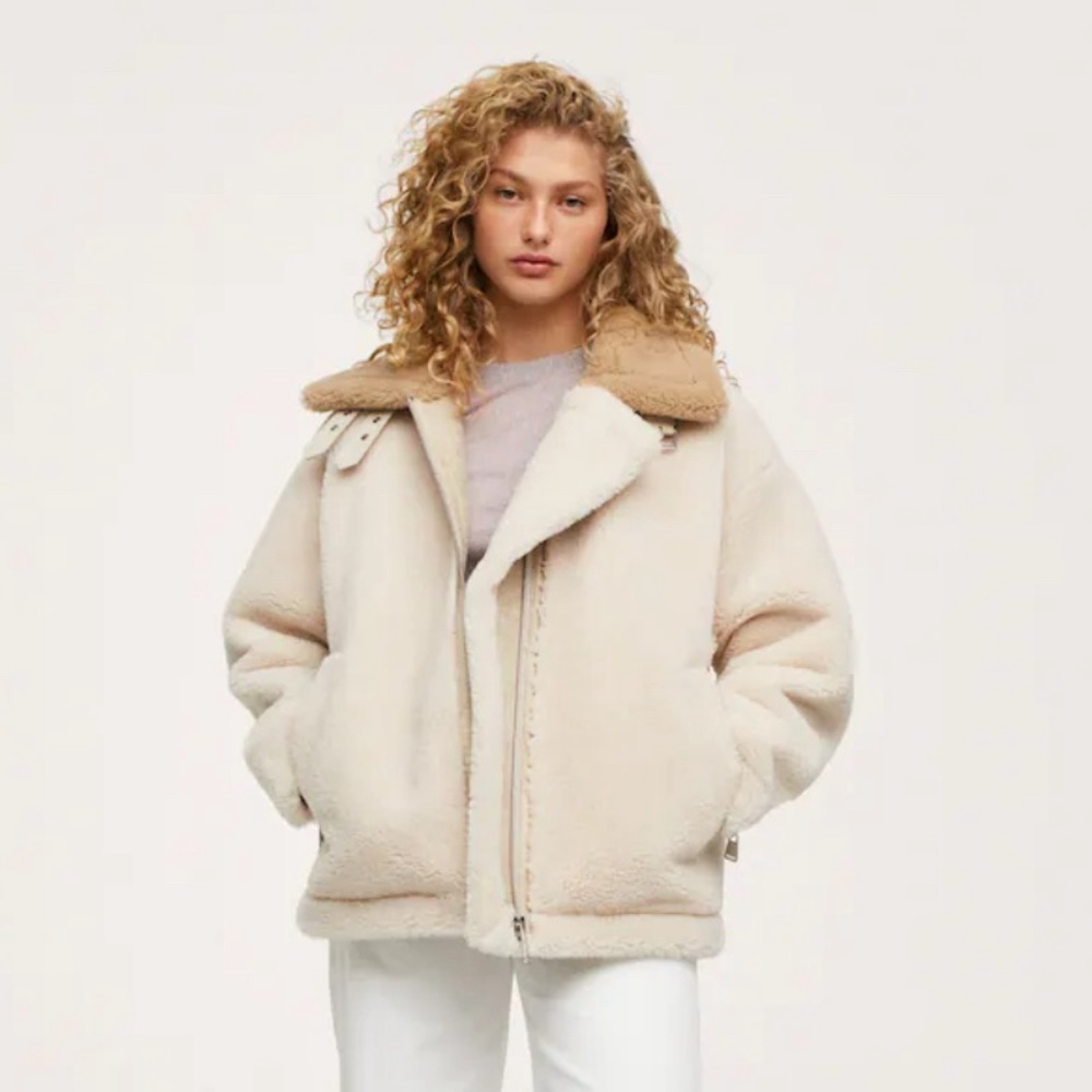NWOT mango oversized fur effect coat sz XS